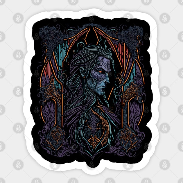 Gothic Dracula- Vampire Illustration Sticker by ElMass